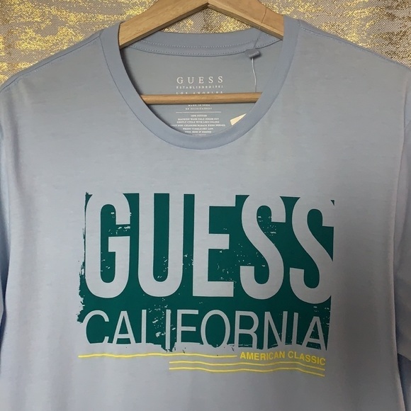 Guess California Blue men’s short sleeve T-shirt size L - Picture 3 of 8
